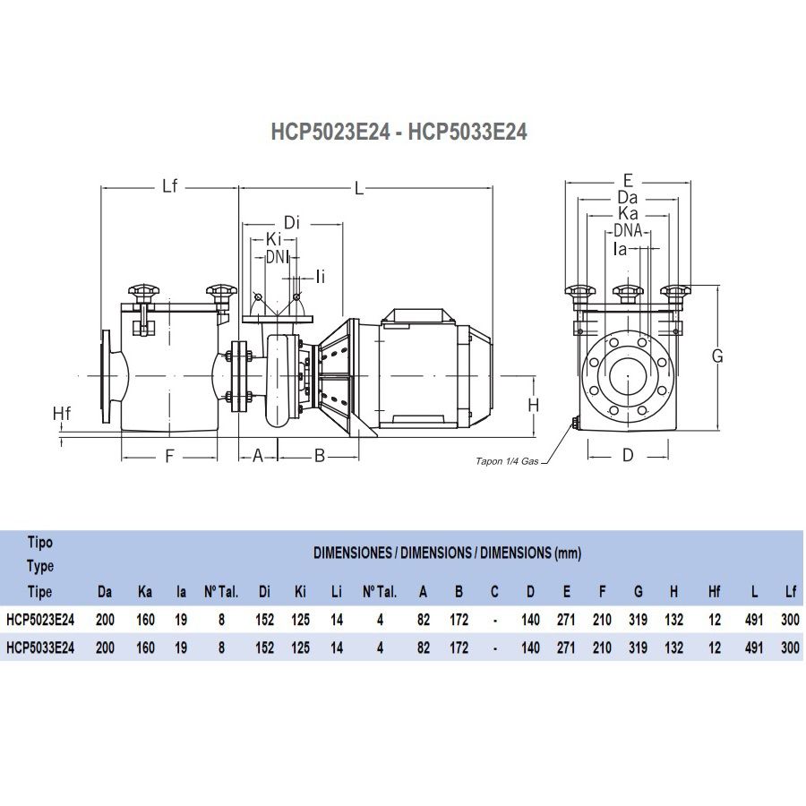 Насос для бассейна Hayward HCP5023E24 (21м³/ч 1.47кВт 380В)