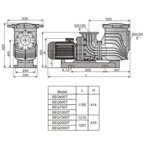 Насос для бассейна Aquaviva LX SEQ1500 (168м³/ч 113кВт 380В)