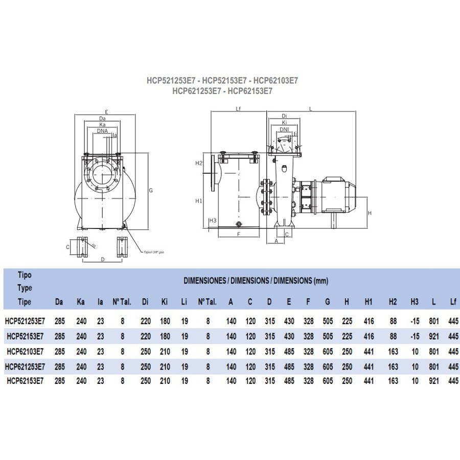Насос для бассейна Hayward HCP521253E7 (131м³/ч 9.19кВт 380В)