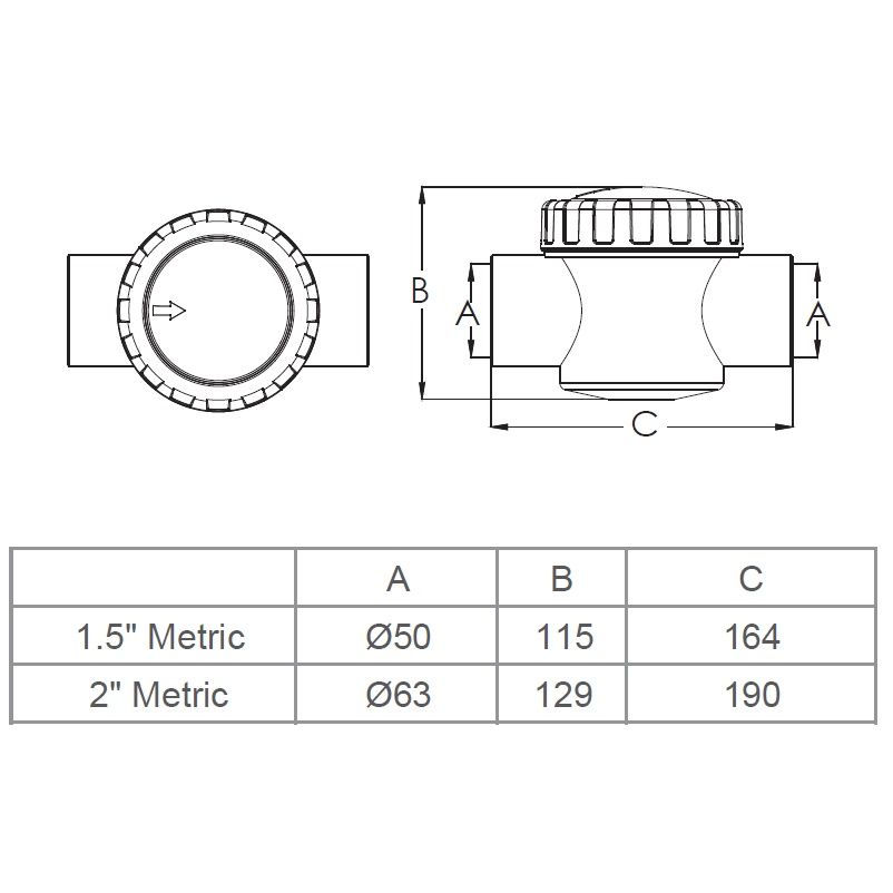 Обратный клапан Aquaviva V50-1 (E) 63 мм