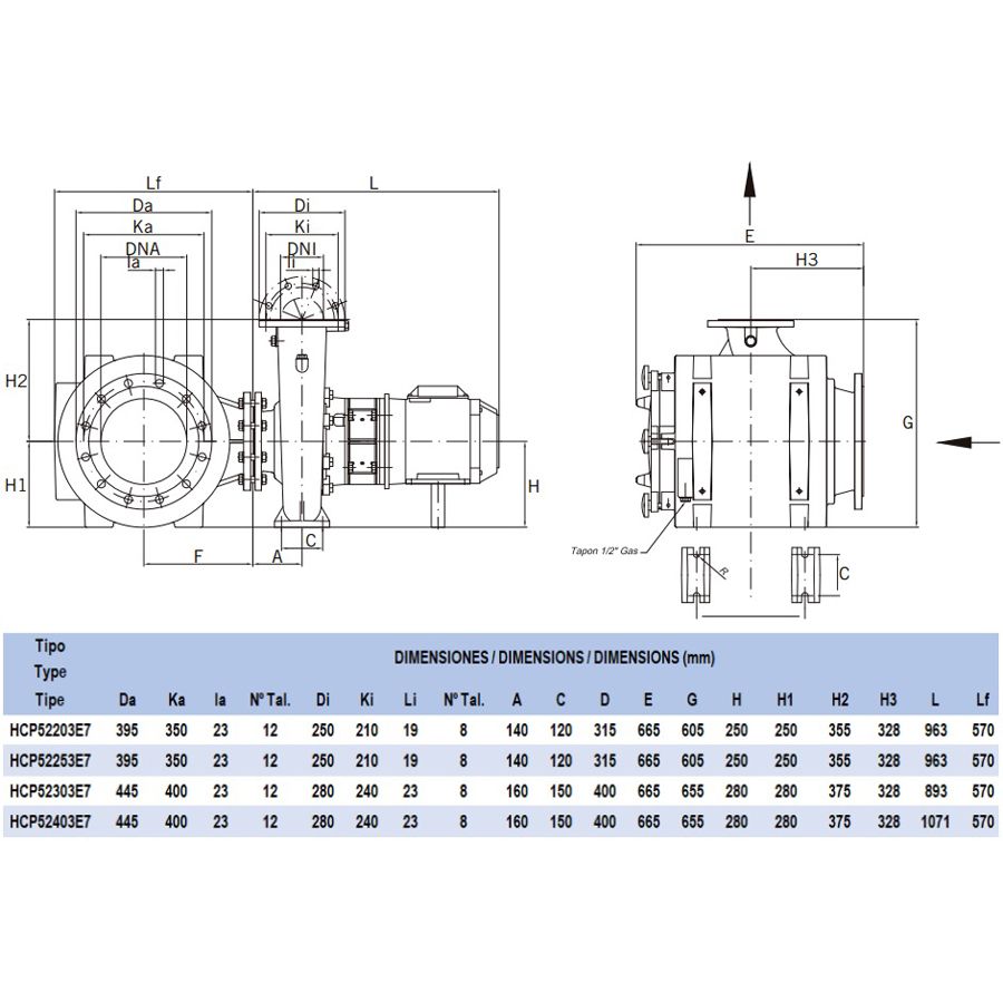 Насос для бассейна Hayward HCP52303E7 (403м³/ч 227кВт 380В)