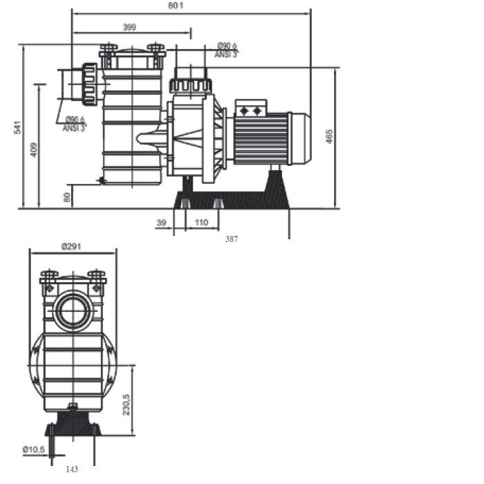 Насос для бассейна Hayward HCP38251E KAP250 M.B (41м³/ч 1.84кВт 220В)