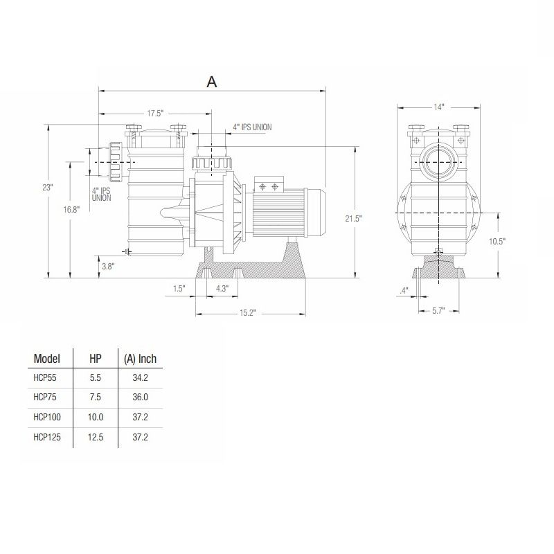 Насос для бассейна Hayward HCP401253E KAN1270 (137м³/ч*12м 10.2кВт 380В)